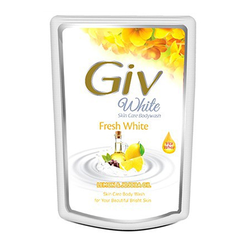 GIV White Bodywash Fresh White Lemon And Jojoba Oil Pouch 250ml | Gogobli