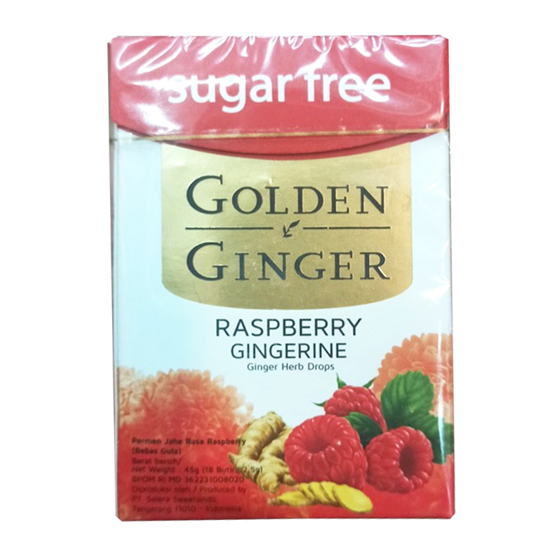 Golden Ginger Flip Top Sugar Free Raspberry Gingerin 45gr | Gogobli
