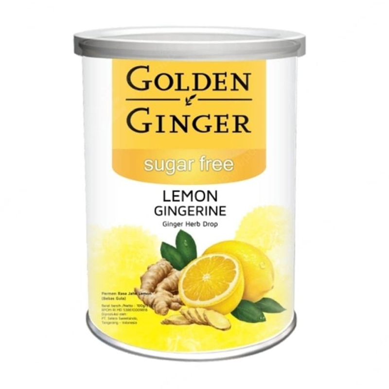 Golden Ginger Can Sugar Free Ginger Herb Drops Lemon 100gr | Gogobli