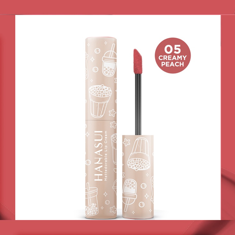Hanasui Mattedorable Lip Cream Boba Edition 05 Creamy Peach 4gr | Gogobli