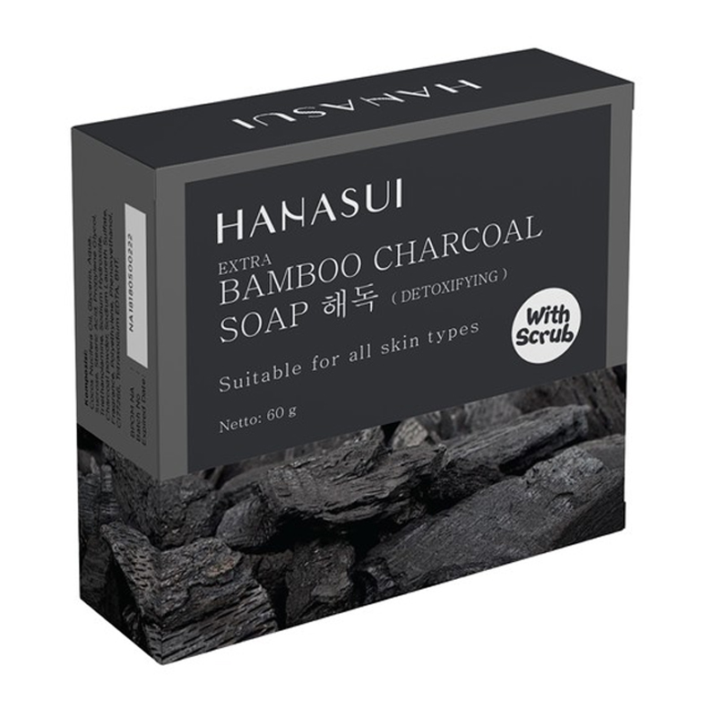 Hanasui Extra Bamboo Charcoal Soap With Scrub 60gr | Gogobli