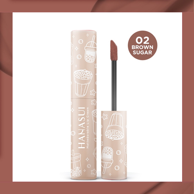 Hanasui Mattedorable Lip Cream Boba Edition 02 Brown Sugar 4gr | Gogobli