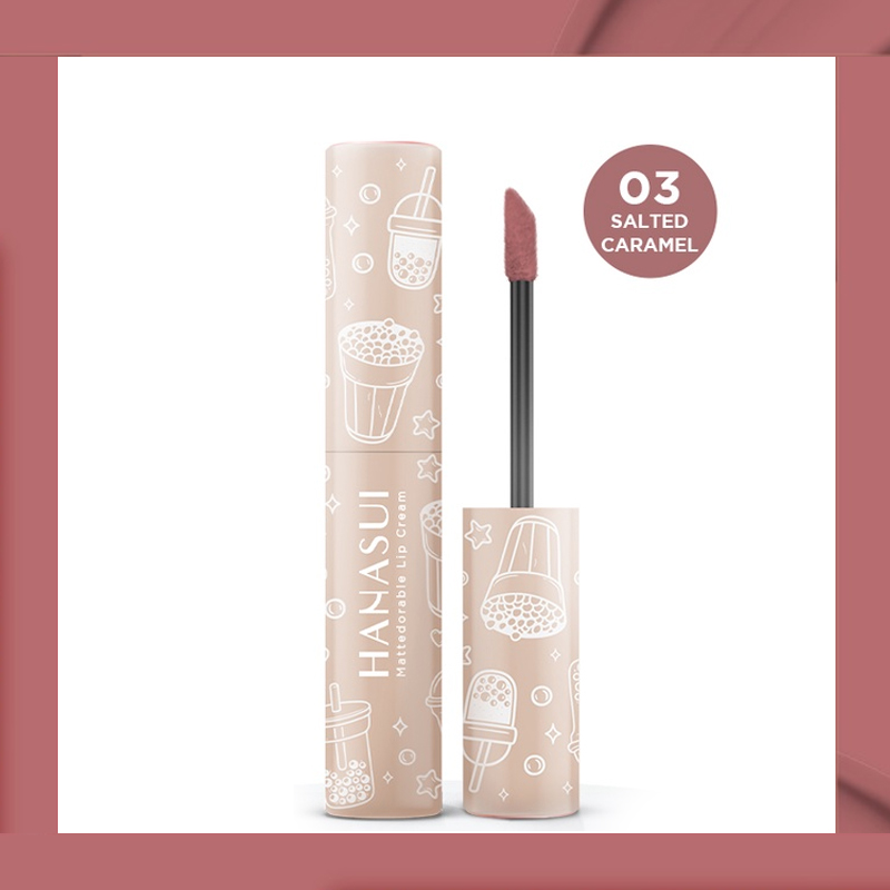 Hanasui Mattedorable Lip Cream Boba Edition 03 Salted Caramel 4gr | Gogobli