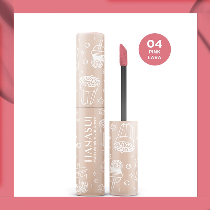 Hanasui Mattedorable Lip Cream Boba Edition 04 Pink Lava 4gr | Gogobli