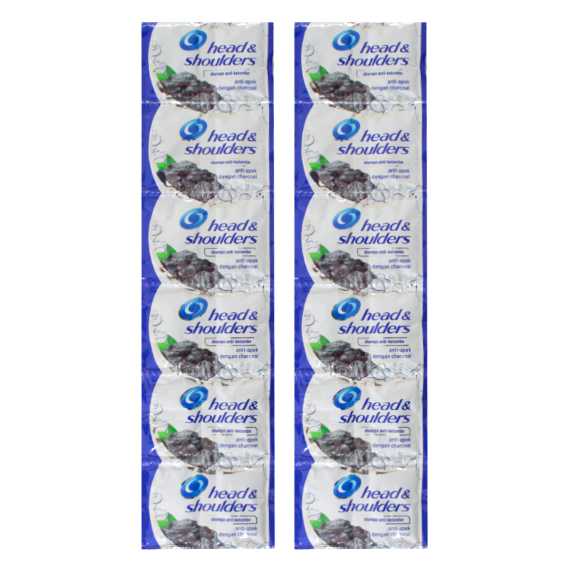 Head & Shoulders Shampo Anti Ketombe Anti-Apek Charcoal Renceng (10ml X 12 Sachet) | Gogobli