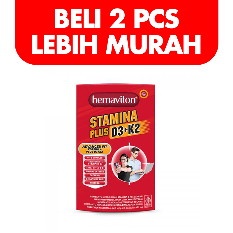 Hemaviton Stamina Plus D3+K2 Sleeve 5 Kapsul (BELI 2pcs LEBIH MURAH) | Gogobli