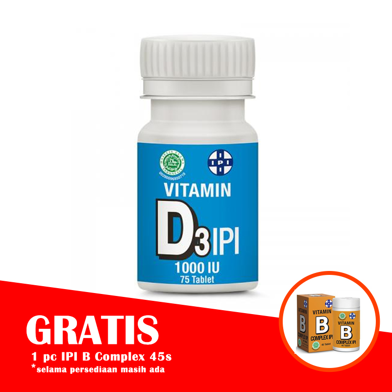 IPI Vitamin D3 1000IU 75 Tablet (BONUS IPI B Complex 45s) | Gogobli