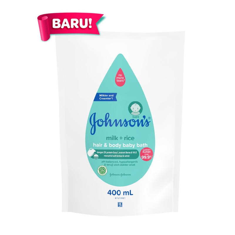 Johnsons Baby Hair And Body Bath Milk + Rice Refill 400ml | Gogobli