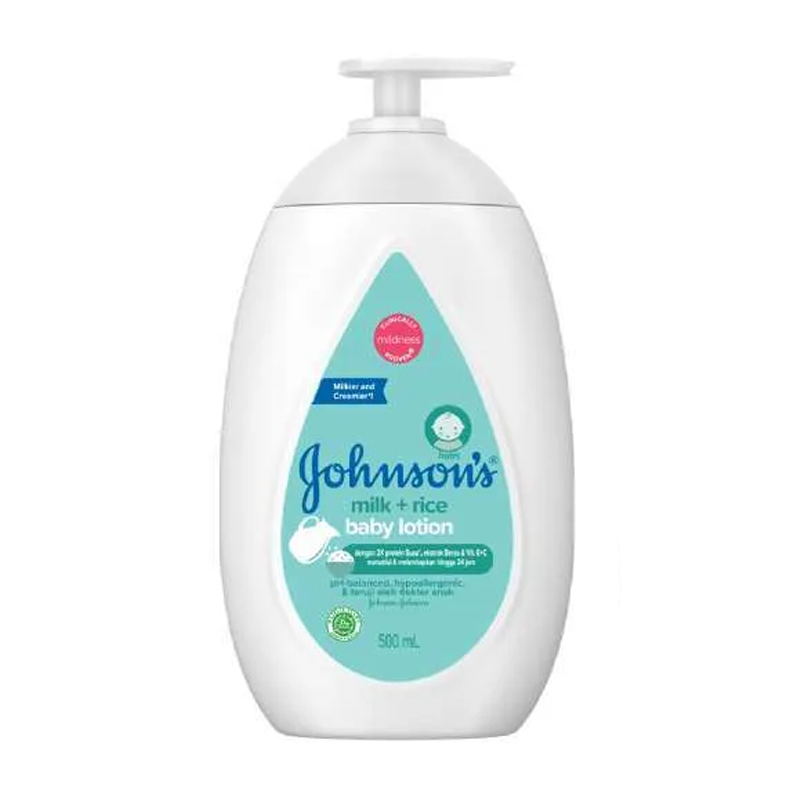 Johnsons Baby Lotion Milk + Rice Pump 500ml | Gogobli
