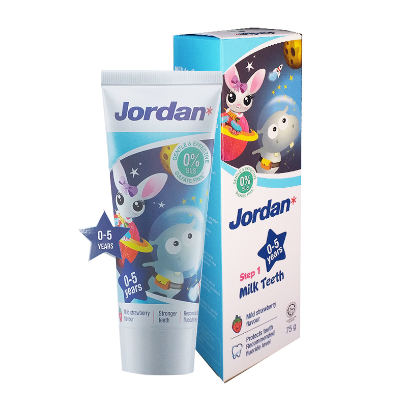 Jordan Kids Toothpaste Step 1 (0-5 Years) Mild Strawberry Flavour 75gr | Gogobli