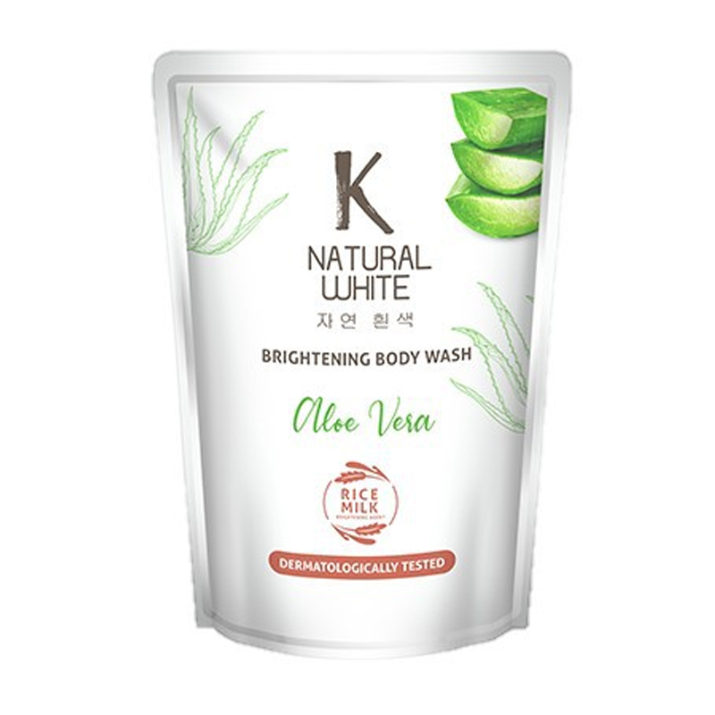 K Natural White Brightening Body Wash Aloe Vera Pouch 450ml | Gogobli