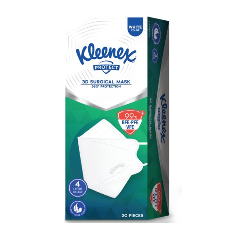 Kleenex Protect 3D Surgical Mask White 20s | Gogobli