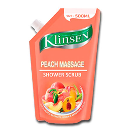 Klinsen Shower Scrub Peach Massage 500ml Refill | Gogobli