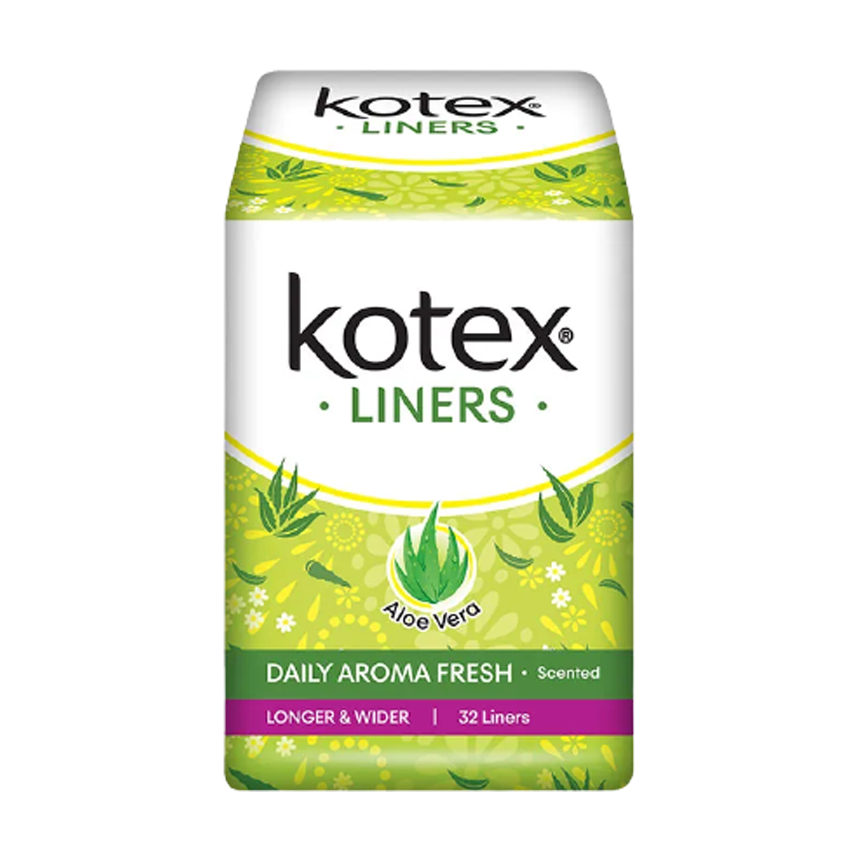 Kotex Liners Aloe Vera Daily Aroma Fresh Longer & Wider 32s | Gogobli