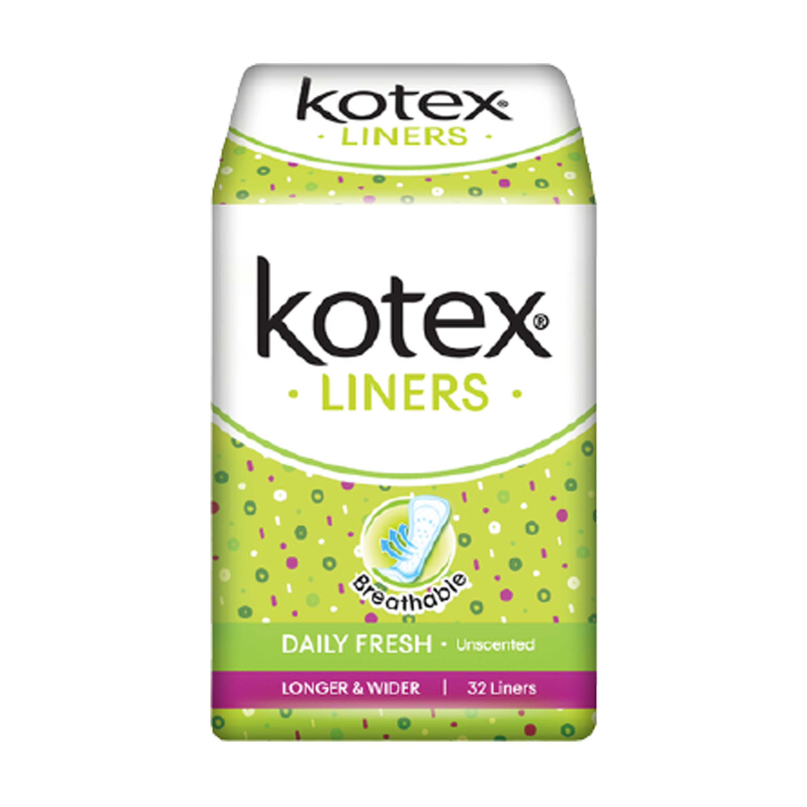 Kotex Liners Daily Fresh Unscented Longer & Wider 32s | Gogobli