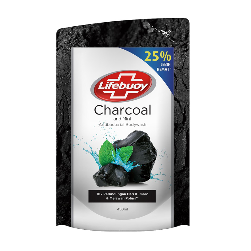 Lifebuoy Antibacterial Body Wash Charcoal And Mint Refill 450ml | Gogobli