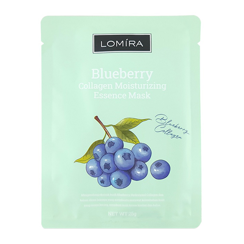 Lomira Sheet Essence Mask Blueberry Collagen Moisturizing 25gr | Gogobli