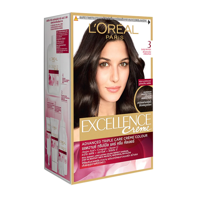 Loreal Excellence Cream - #3 Natural Dark Brown | Gogobli