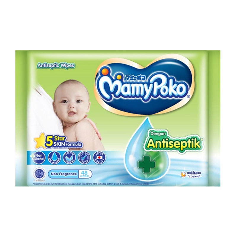 MamyPoko Baby Wipes Antiseptik Non Fragrance 48pcs | Gogobli