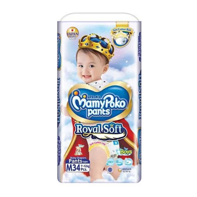 MamyPoko Pants Royal Soft (Tipe Celana) Boys M 34pcs | Gogobli