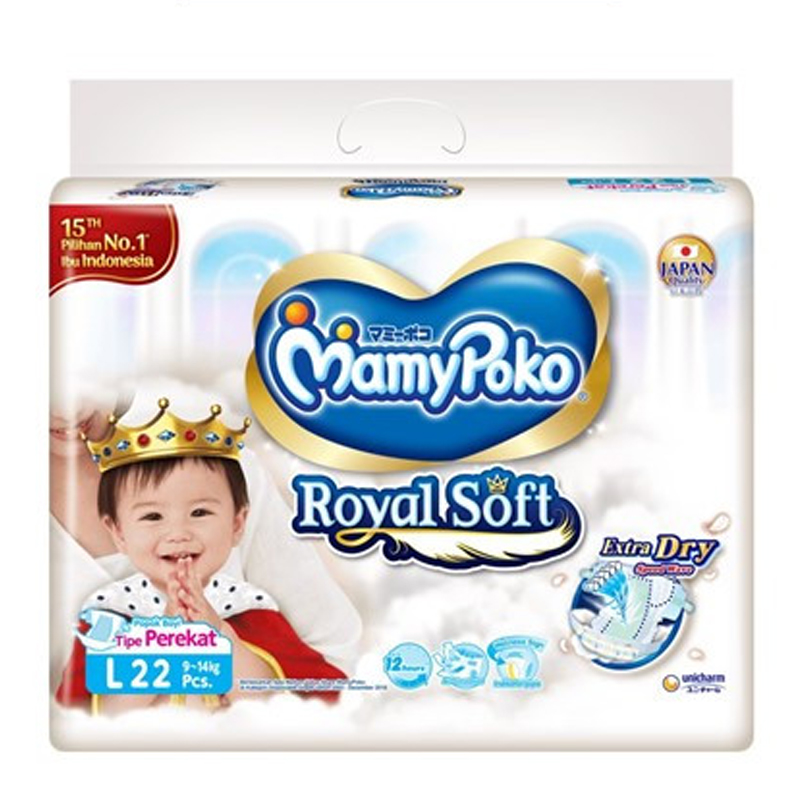 MamyPoko Royal Soft (Tipe Perekat) L 22pcs | Gogobli