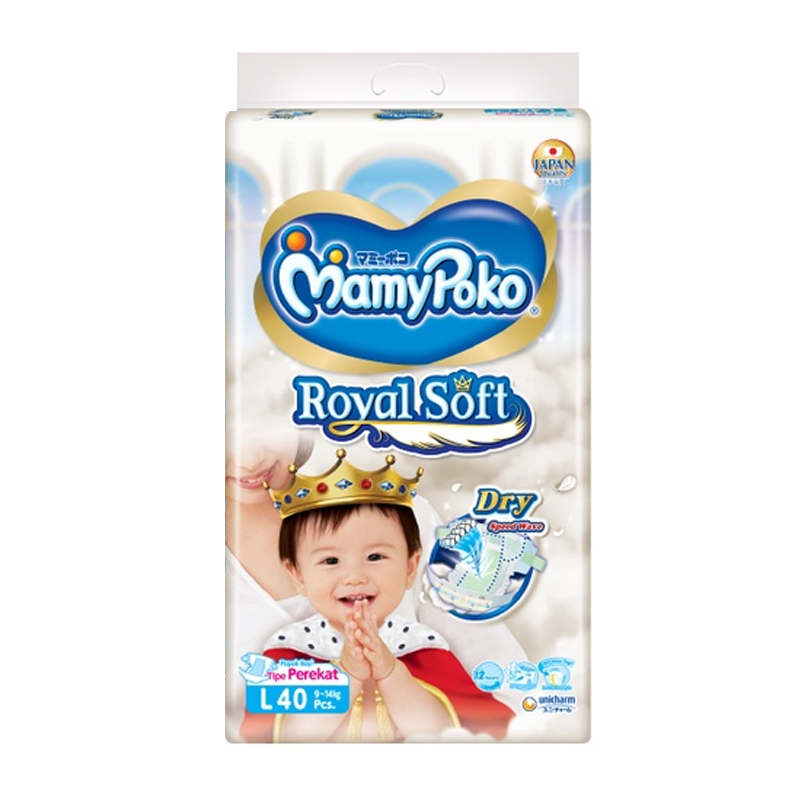 MamyPoko Royal Soft (Tipe Perekat) L 40pcs | Gogobli