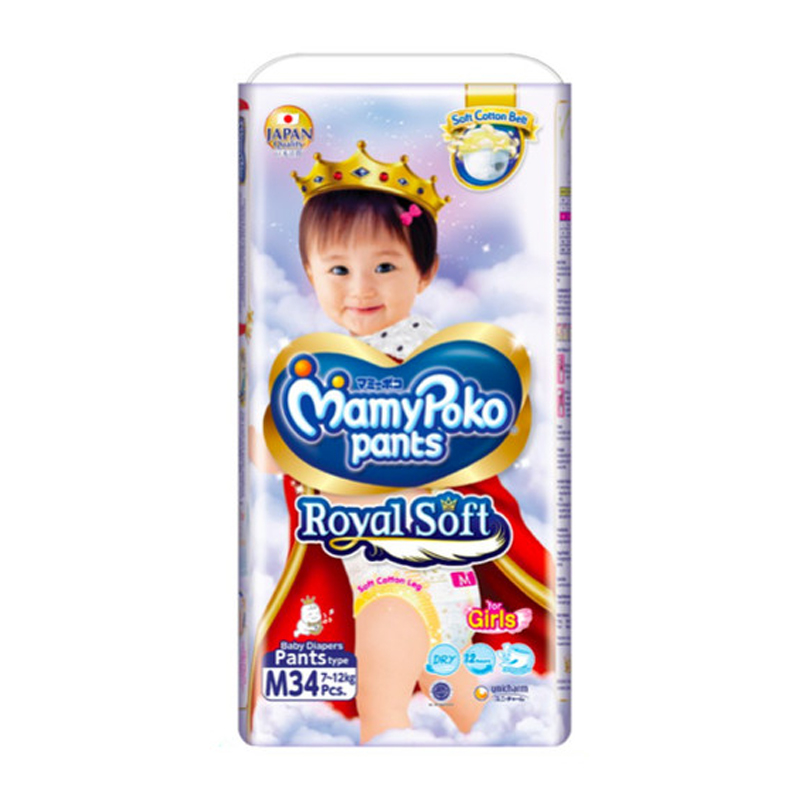 MamyPoko Pants Royal Soft (Tipe Celana) Girls M 34pcs | Gogobli