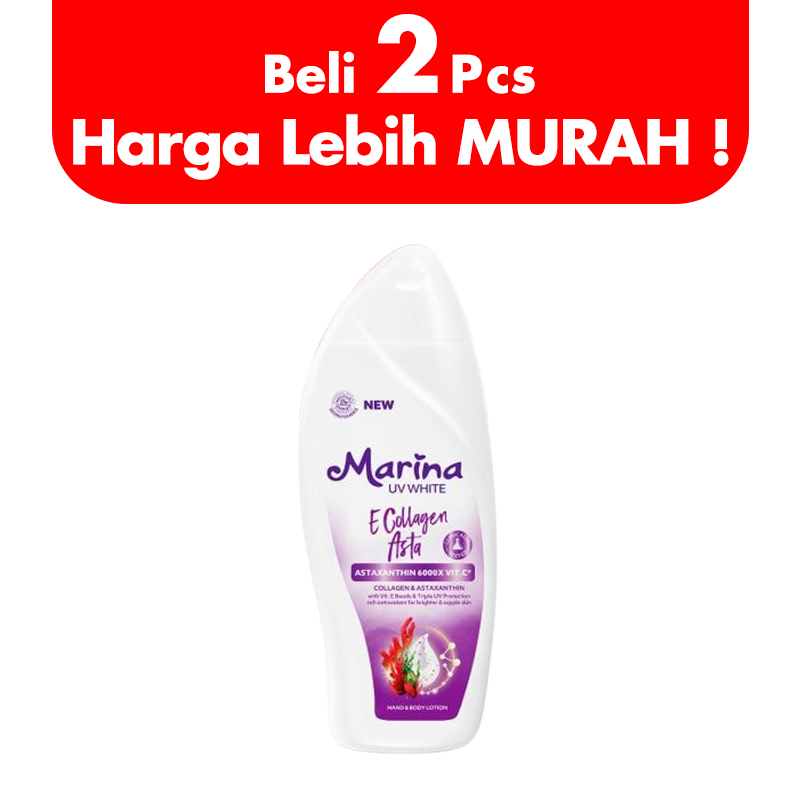 Marina Hand And Body Lotion UV White E Collagen Asta 185ml (BELI 2pcs LEBIH MURAH) | Gogobli
