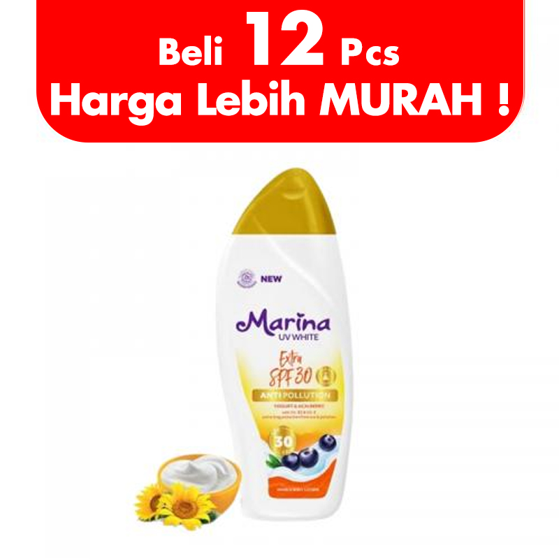 Marina Hand And Body Lotion UV White Extra SPF30 185ml (BELI 12pcs LEBIH MURAH) | Gogobli