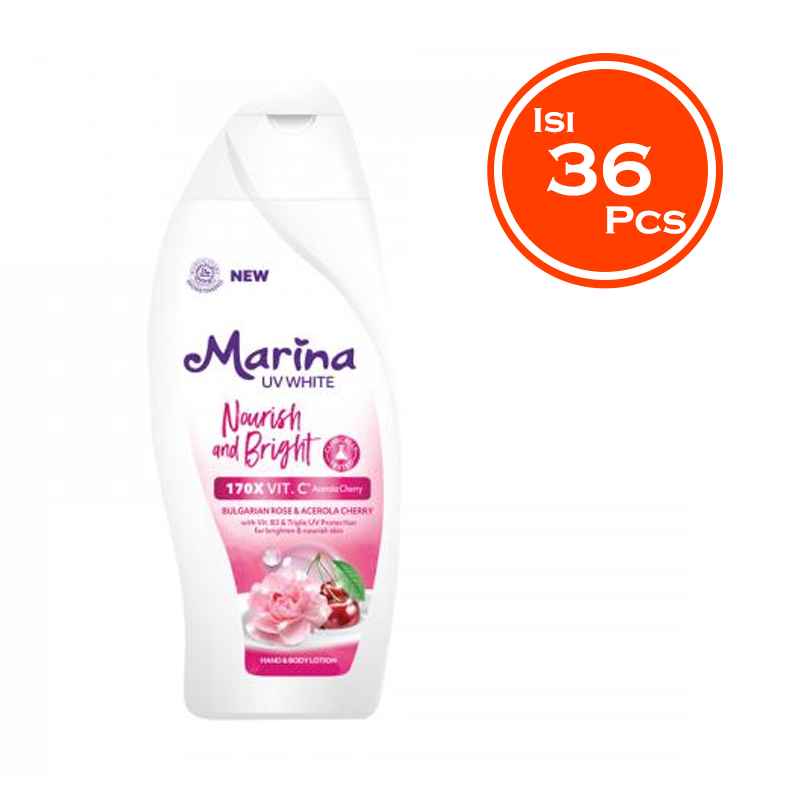Marina Hand Body Lotion UV White Nourish And Bright 460ml (Isi 36pcs) | Gogobli