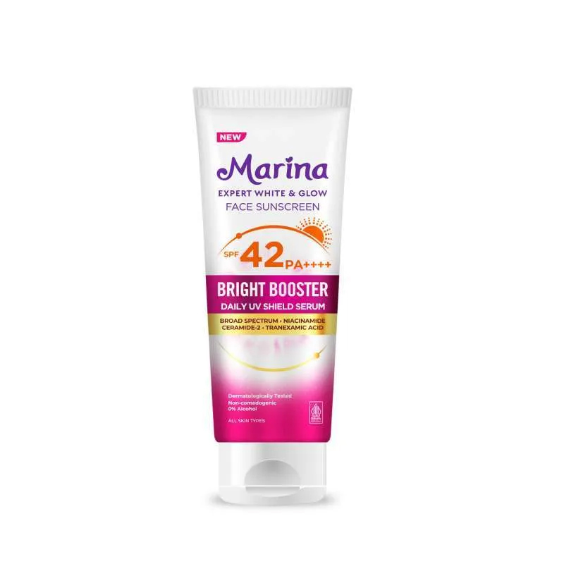 Marina Expert White & Glow Daily UV Shield Face Sunscreen SPF 42 PA++++ Bright Booster 30ml | Gogobli