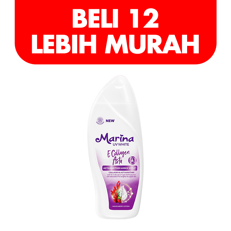 Marina Hand And Body Lotion UV White E Collagen Asta 460ml  (BELI 12pcs LEBIH MURAH) | Gogobli