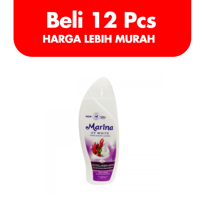 Marina Hand And Body Lotion UV White E Collagen Asta 185ml (BELI 12pcs LEBIH MURAH) | Gogobli