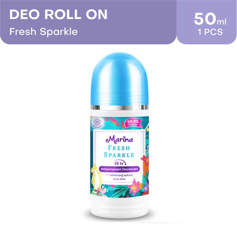 Marina Antiperspirant Deodorant Roll On Fresh Sparkle 50ml (ED: Jan 24) | Gogobli