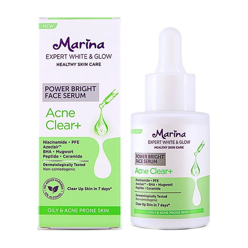 Marina Expert White & Glow MoistPower Bright Face Serum Acne Clear+ 20ml | Gogobli