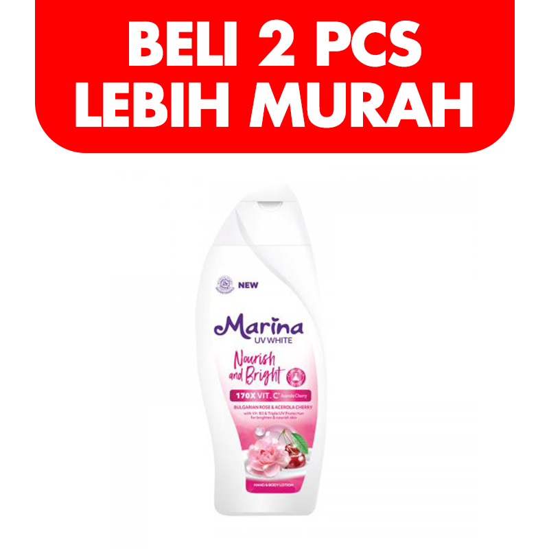 Marina Hand Body Lotion UV White Nourish And Bright 460ml (BELI 2pcs LEBIH MURAH) | Gogobli