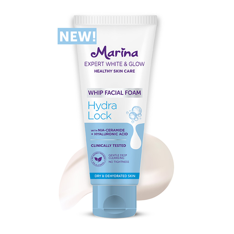 Marina Expert White & Glow Whip Facial Foam Hydra Lock 50ml | Gogobli
