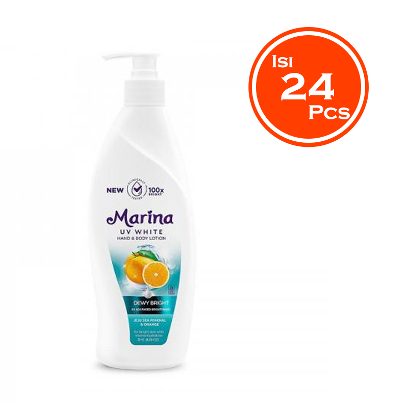 Marina Hand And Body Lotion UV White Dewy Bright Pump 350 Ml (Isi 24pcs) | Gogobli