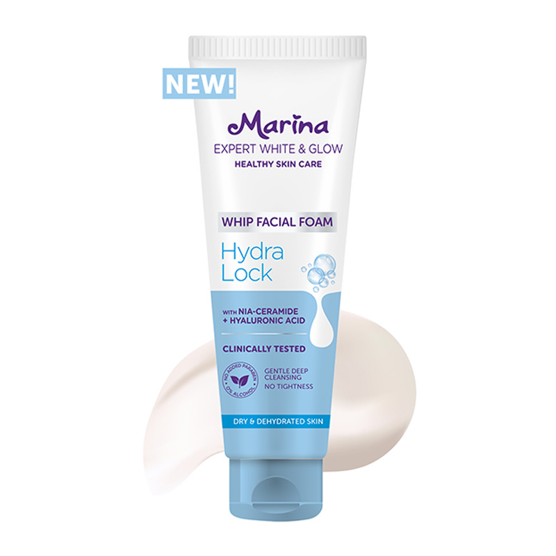 Marina Expert White & Glow Whip Facial Foam Hydra Lock 100ml | Gogobli