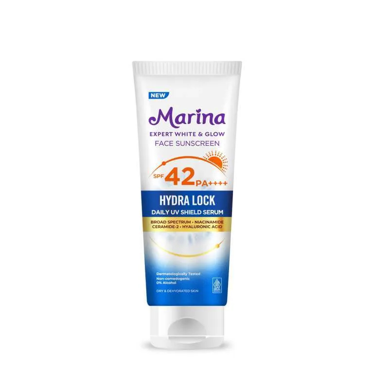 Marina Expert White & Glow Daily UV Shield Face Sunscreen SPF 42 PA++++ Hydra Lock 30ml | Gogobli
