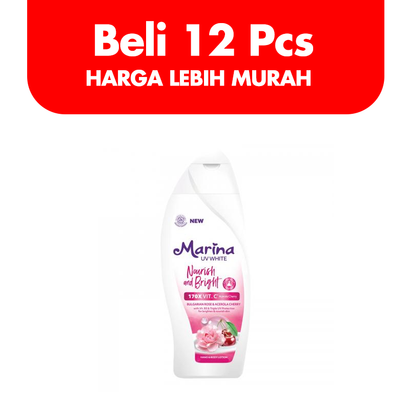 Marina Hand Body Lotion UV White Nourish And Bright 185ml (BELI 12pcs LEBIH MURAH) | Gogobli