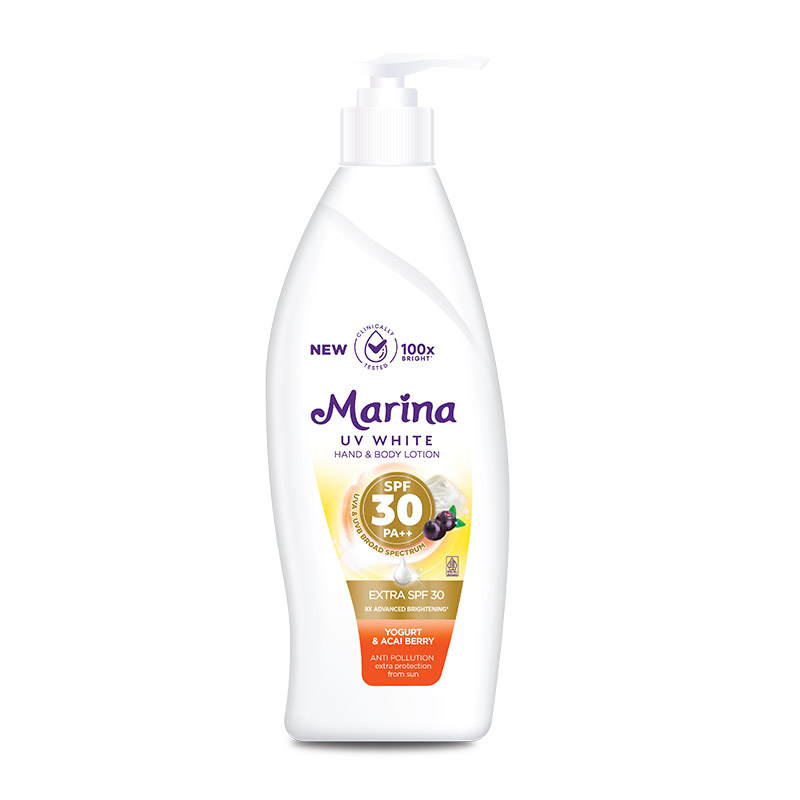 Marina Hand And Body Lotion UV White Extra SPF30 Pump Bottle 350ml | Gogobli