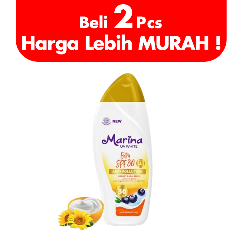 Marina Hand And Body Lotion UV White Extra SPF30 185ml (BELI 2pcs LEBIH MURAH) | Gogobli