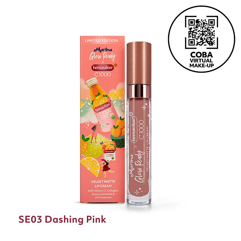 Marina Glow Ready Velvet Matte Lip Cream Limited Edition SE03 Dashing Pink 5ml | Gogobli