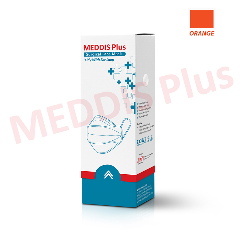 Meddis Plus Surgical Face Mask 3 Ply With Ear Loop Orange | Gogobli