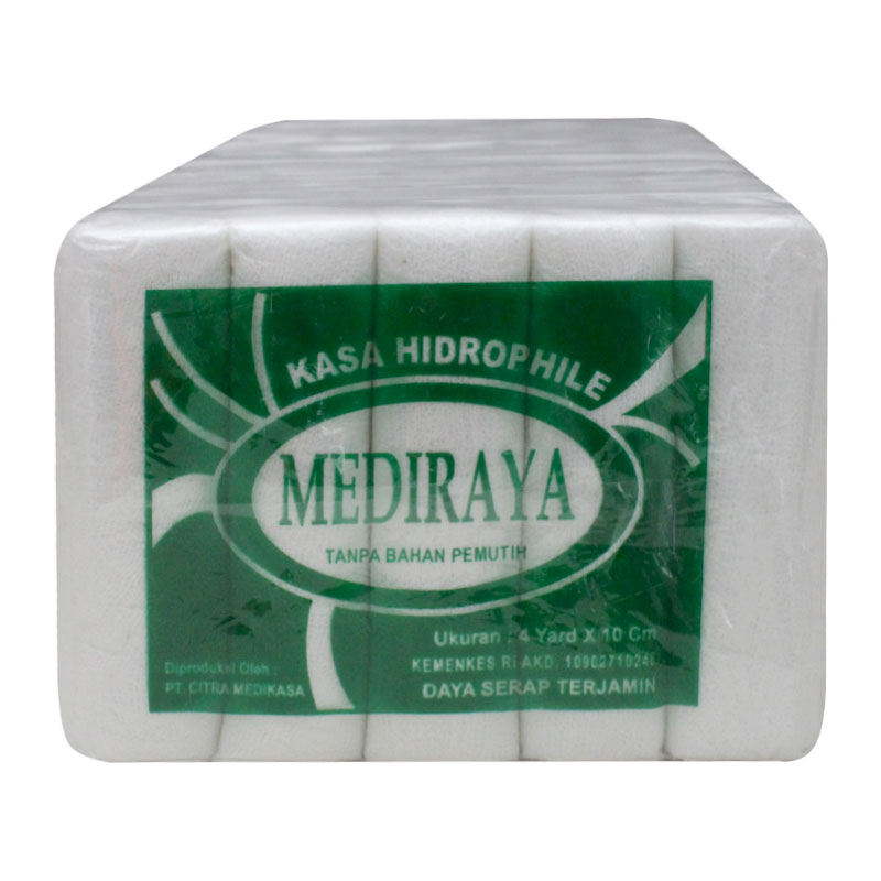 Mediraya Kasa Hidrophile 4 Yard X 10cm (10 Bungkus @5 Rol) | Gogobli