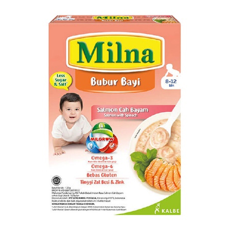 Milna Bubur 8 Bulan Salmon Bayam 120gr | Gogobli