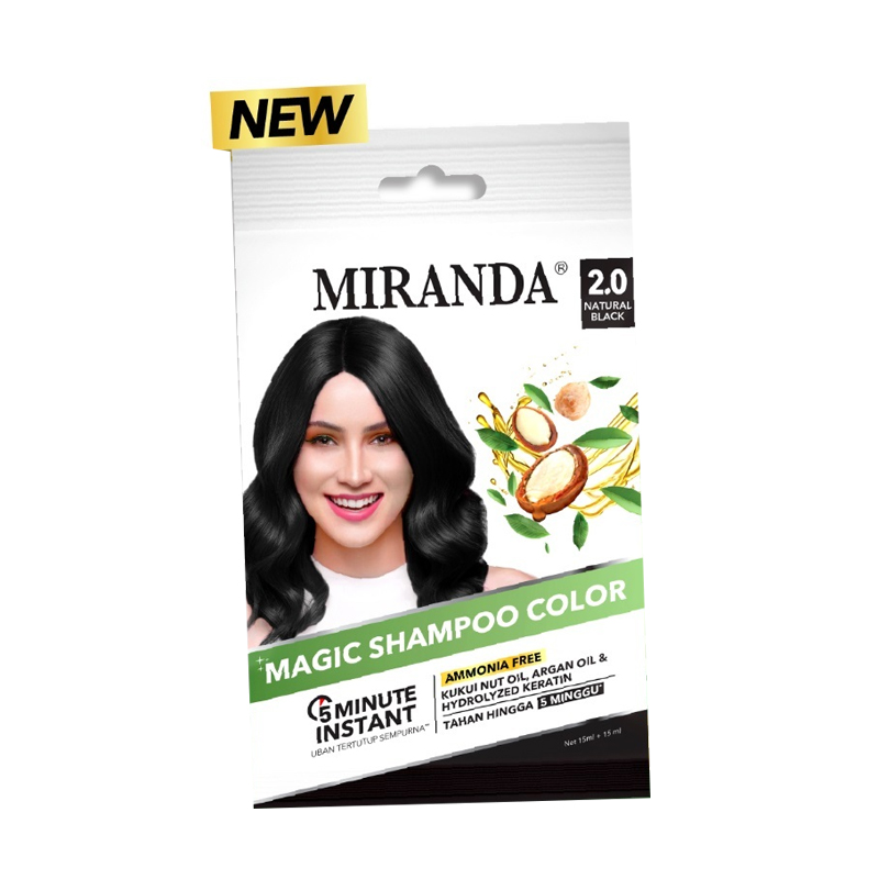 Miranda Hair Magic Shampoo Natural Black | Cat Rambut | gogobli