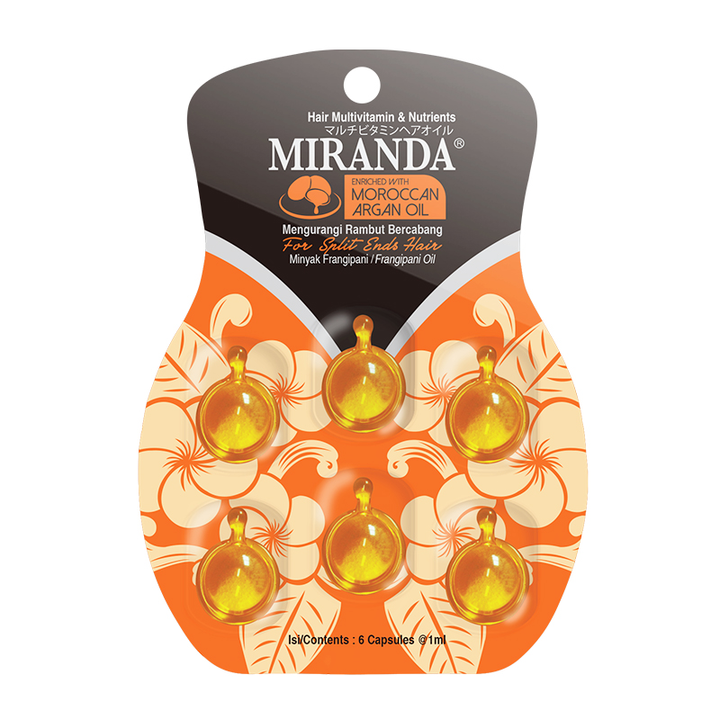 Miranda Hair Vitamin Blister Frangipani Oil 6 Capsules @1ml | Gogobli