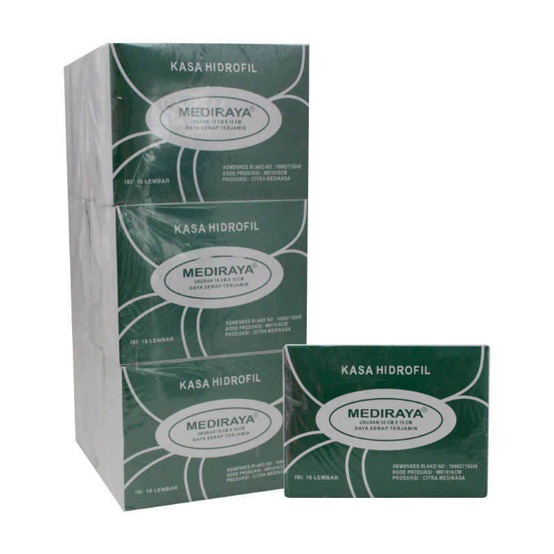 Mediraya Kasa Hidrofil 16cm X 16cm (12 Kotak @16 Lembar) | Gogobli